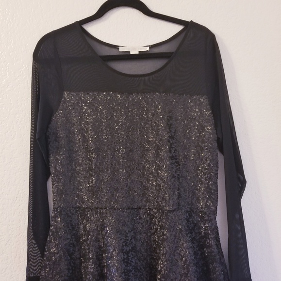 Boston Proper Tops - Black Sequin Peplum Top